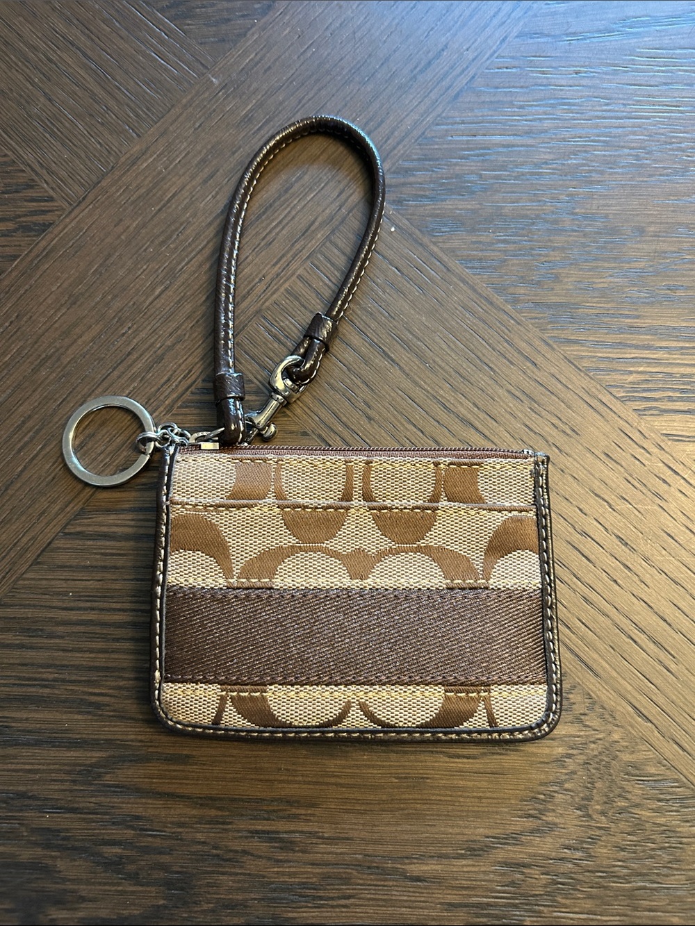 Coach Brown Signature Card ID Case Wristlet